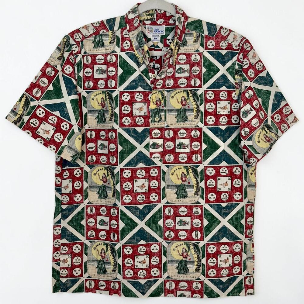 Reyn Spooner Mele Kalikimaka 1993 Pullover Shirt Sz M Hawaiian Christmas Aloha